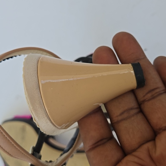 N.21 Women's Pink and Black Kitten Heel Strappy Sandals Size 37.5 Made In Italy - Picture 8 of 9